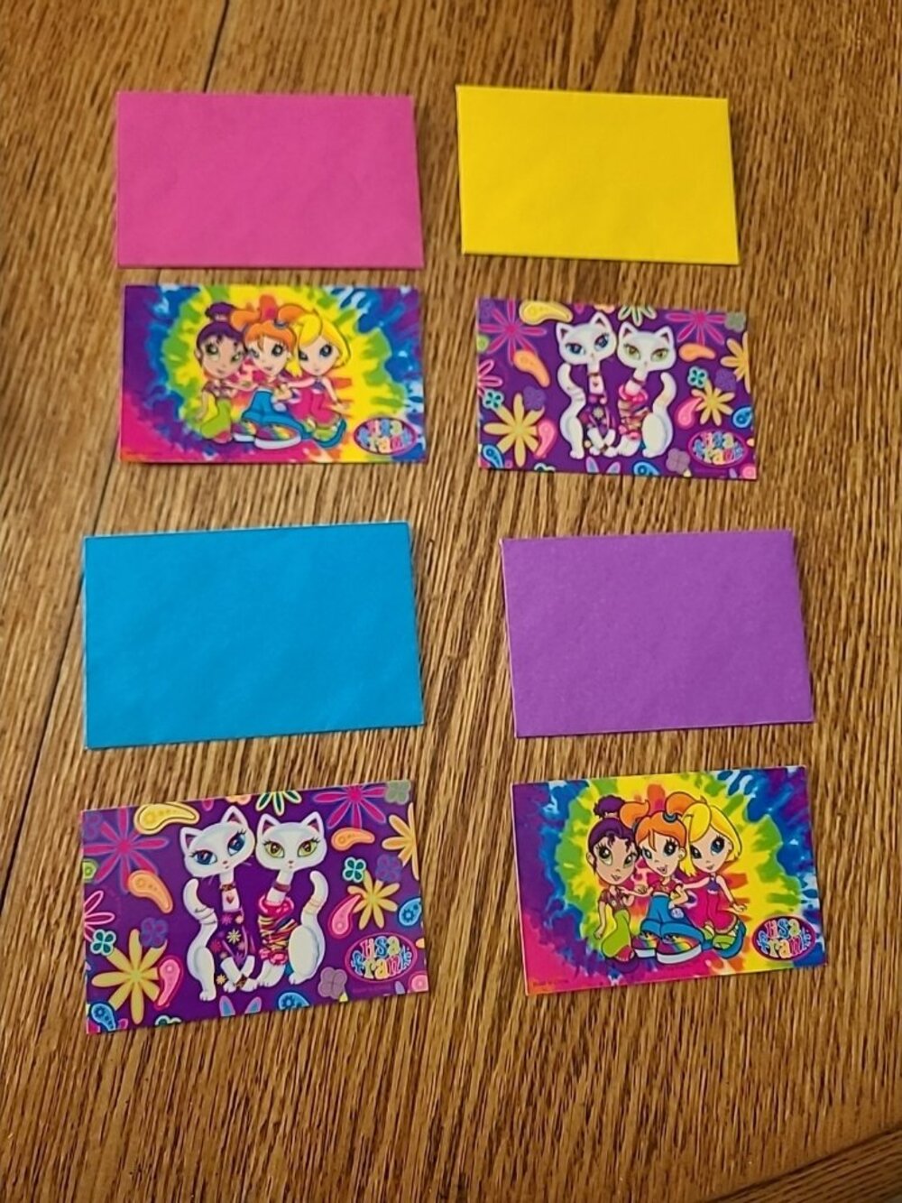 Vintage Lisa Frank Set of 4 Unused Mini Note Cards and Envelopes